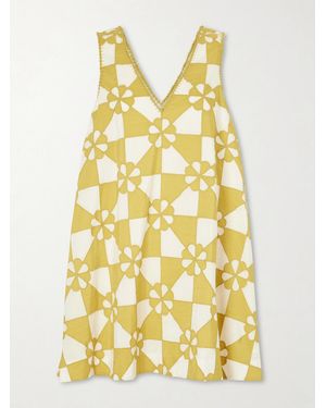 Alix Of Bohemia Soleil Patchwork Cotton And Silk-Blend Mini Dress - Yellow