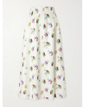 Gabriela Hearst Penelope Pintucked Floral-Print Linen-Twill Maxi Skirt - White