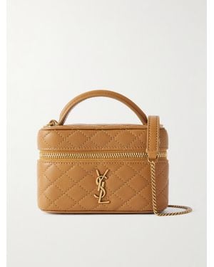 Saint Laurent Gaby Vanity Micro Quilted Leather Shoulder Bag - Metallic