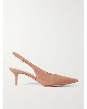 Gianvito Rossi Robbie 45 Suede Slingback Court Shoes - Pink
