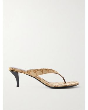 Gucci Logo-Jacquard Thong Sandals - Natural
