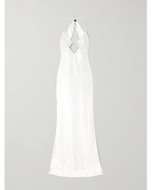 Galvan London Kite Cutout Sequined Satin Maxi Dress - White