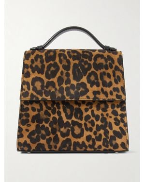 Hunting Season Leopard-Print Suede And Leather Shoulder Bag - Brown