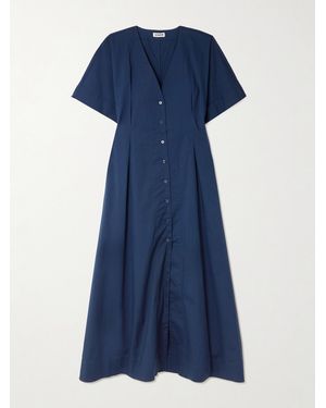 STAUD Elle Cotton-Blend Midi Dress - Blue