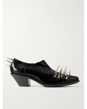 Junya Watanabe Studded Patent-Leather Ankle Boots - Black