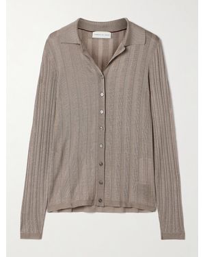 Veronica de Piante Lily Ribbed Silk Shirt - Brown