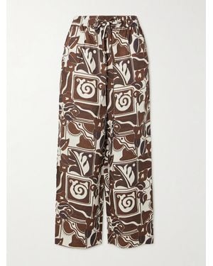 Mara Hoffman Jackie Printed Hemp Straight-Leg Trousers - White