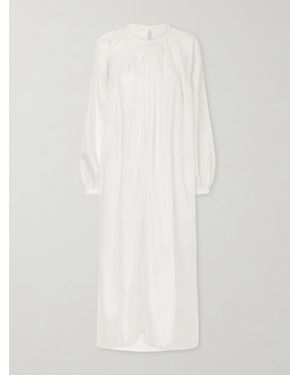 Les Vacances d'Irina Robe La Perle Gathered Silk-Organza Maxi Dress - White