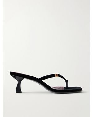 NODALETO Dona Ruby 50 Crystal-Embellished Velvet Thong Sandals - Black