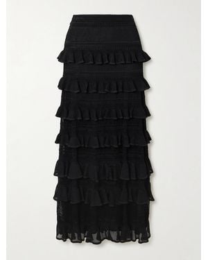 Zimmermann Luna Ruffled Crocheted Midi Skirt - Black