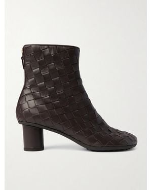 Bottega Veneta Atomic Intrecciato Leather Ankle Boots - Black