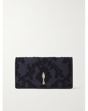 Christian Louboutin Bettina Lace-Trimmed Satin Clutch - Blue