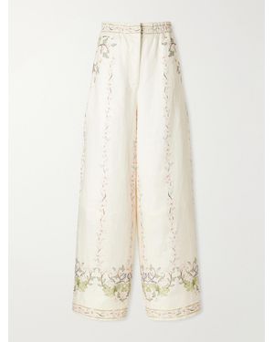 Agua Bendita Tota Anhelo Floral-Printed Linen Straight-Leg Trousers - Natural