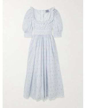 Thierry Colson Yolande Ruffled Floral-Print Cotton-Voile Midi Dress - White