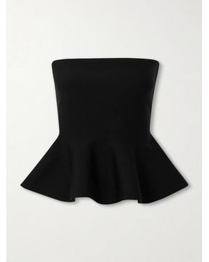 High Sport Eric Strapless Wool-Blend Peplum Top - Black