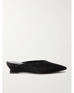 Le Monde Beryl Mules Aus Veloursleder Mit Keilabsatz - Weiß