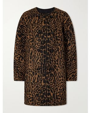 Carolina Herrera Cocoon Leopard-Jacquard Wool Coat - Brown