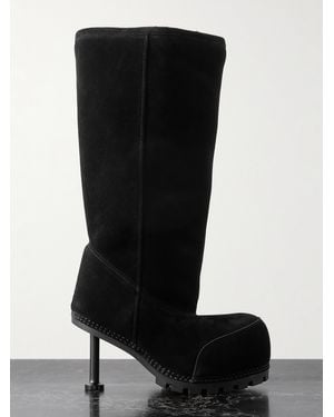 Balenciaga Alaska Stiefel Aus Veloursleder Mit Shearling-Futter - Schwarz
