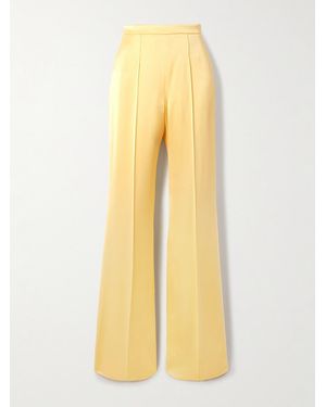Another Tomorrow Pintucked Satin Straight-Leg Trousers - Yellow
