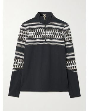 Bogner Jelissa Skioberteil Aus Stretch-Jersey Und Jacquard-Strick Mit Fair-Isle-Muster - Schwarz