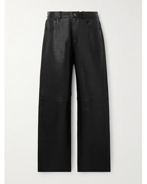 Haikure Bonnie Hose Mit Weitem Bein Aus Leder - Schwarz
