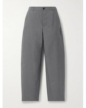 Marni Cropped Embroidered Wool Straight-Leg Pants - Gray
