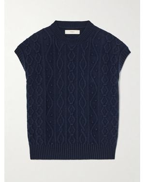 James Purdey & Sons Cable-Knit Cotton And Cashmere-Blend Vest - Blue