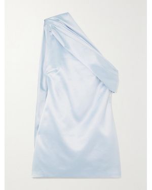 16Arlington Blake One-Shoulder Draped Satin Mini Dress - Blue