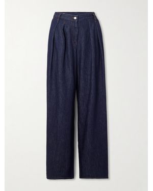 Dries Van Noten Pleated Denim Wide-Leg Trousers - Blue
