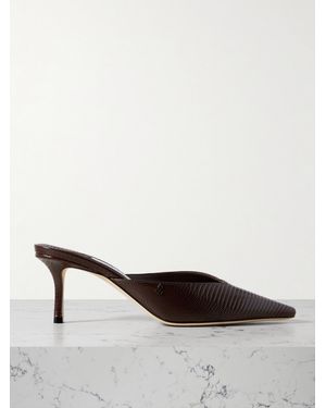 Jimmy Choo Vivi 65 Embellished Croc-Effect Leather Mules - Brown