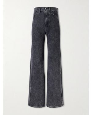Veronica Beard Grant Studded High-Rise Wide-Leg Jeans - Blue