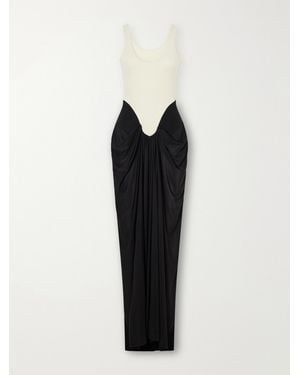 Maygel Coronel Aria Ruched Two-Tone Jersey Maxi Dress - Black