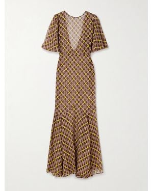 Bode Cattail Printed Silk-Blend Chiffon Gown - Natural