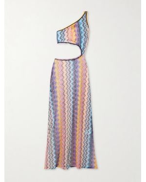 Missoni Asymmetrisches Maxikleid Aus Bedrucktem Mesh Mit Cut-Out - Weiß