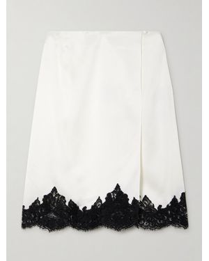 Stella McCartney Wickelrock Aus Satin Mit Spitzenbesatz - Weiß