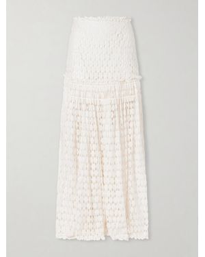 Ulla Johnson Aris Pleated Cotton-Blend Lace Maxi Skirt - White