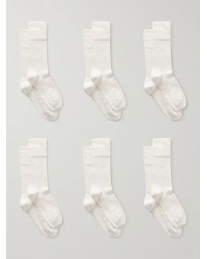 CDLP Set Aus Sechs Paar Socken Aus Einer Gerippten Baumwollmischung - Natur