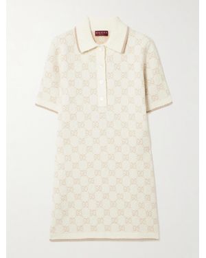Gucci Mini-Robe En Bouclé De Laine Mélangée Intarsia - Neutre