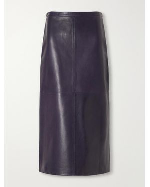 Nour Hammour Alana Leather Midi Skirt - Blue