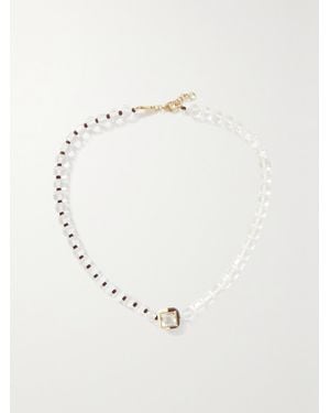 Bea Bongiasca Kette Mit Zierperlen, Details Aus 9 Karat, Silber Und Emaille - Natur