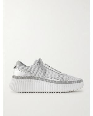 Chloé Nama Sneakers Aus Mesh Mit Besätzen Aus Metallic-Leder - Weiß