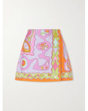 PUCCI Wrap-Effect Printed Silk-Twill Mini Skirt - Pink