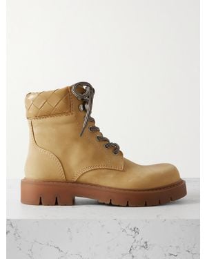 Bottega Veneta Haddock Intrecciato Leather-Trimmed Nubuck Ankle Boots - Brown