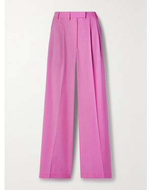 Christopher John Rogers Pleated Wool Wide-Leg Trousers - Pink