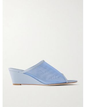Aeyde Suzanne Leather-Trimmed Mesh Sandals - Blue