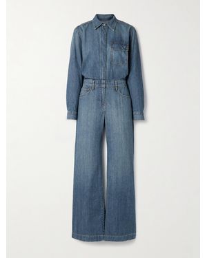 Rivet Utility Boyfriend Denim Jumpsuit - Blue
