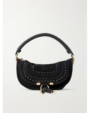 Chloé Marcie Mini Studded Suede Tote - Black