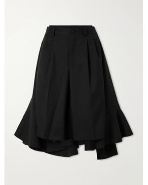 Comme des Garçons Wide-Leg Twill Ruffled Shorts - Black