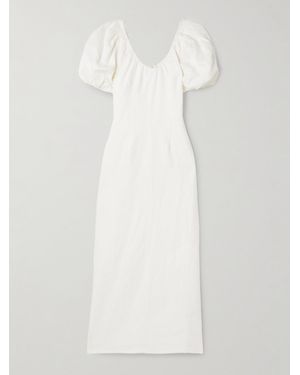 Faithfull the Brand Vence Gathered Linen Midi Dress - White