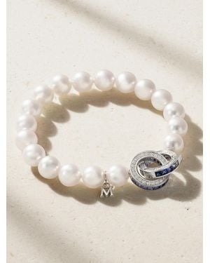 Mikimoto 18-Karat Sapphire, Diamond And Pearl Bracelet - Natural